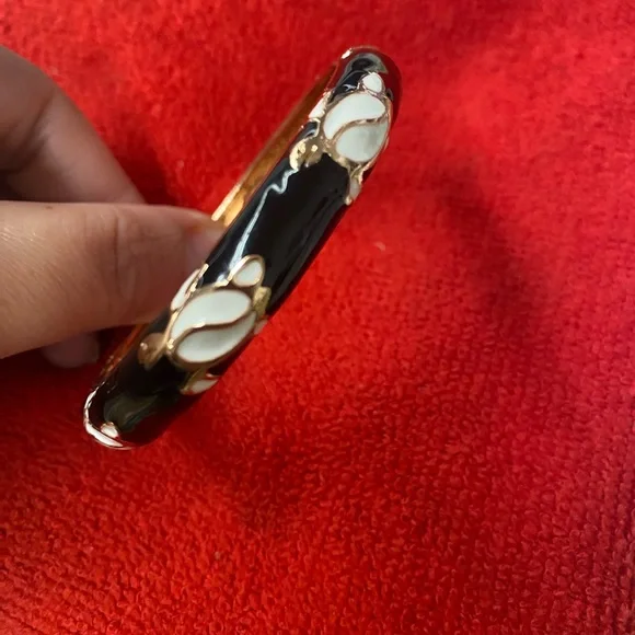 JIU LONG XING Signed wht/rose gold Cloisonne Enamel,Sea Turtle Hinged Bracelet. - Picture 5 of 5